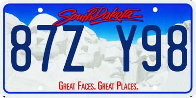 SD license plate 87ZY98