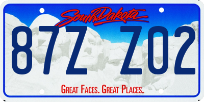 SD license plate 87ZZ02