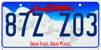 SD license plate 87ZZ03