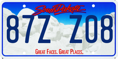 SD license plate 87ZZ08