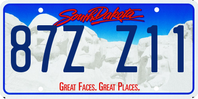 SD license plate 87ZZ11