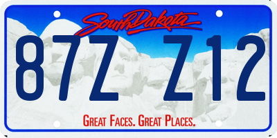 SD license plate 87ZZ12