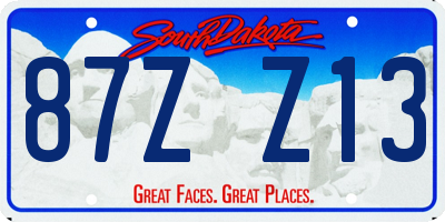 SD license plate 87ZZ13