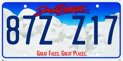 SD license plate 87ZZ17