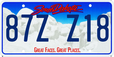 SD license plate 87ZZ18