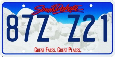 SD license plate 87ZZ21