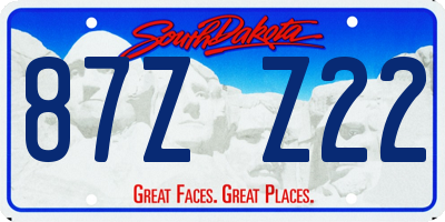 SD license plate 87ZZ22