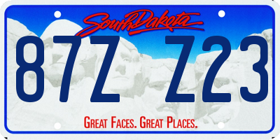 SD license plate 87ZZ23