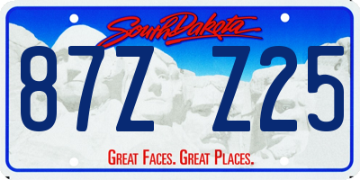 SD license plate 87ZZ25