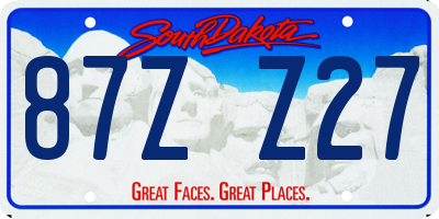 SD license plate 87ZZ27
