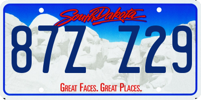 SD license plate 87ZZ29