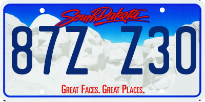SD license plate 87ZZ30