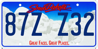 SD license plate 87ZZ32