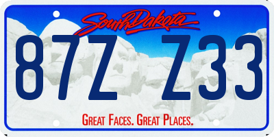 SD license plate 87ZZ33