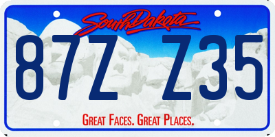 SD license plate 87ZZ35