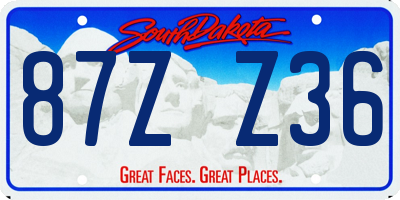 SD license plate 87ZZ36