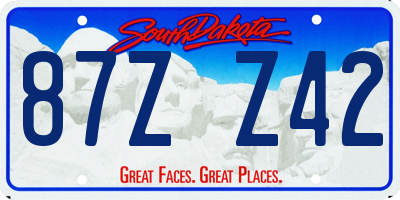 SD license plate 87ZZ42
