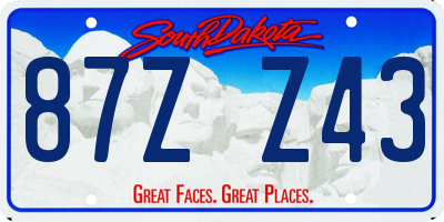 SD license plate 87ZZ43