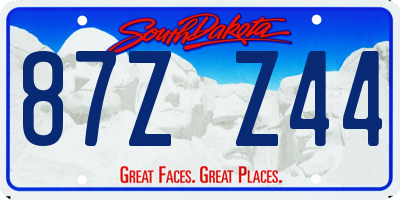 SD license plate 87ZZ44