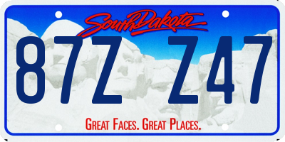 SD license plate 87ZZ47