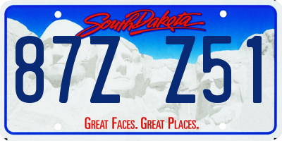 SD license plate 87ZZ51