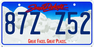 SD license plate 87ZZ52