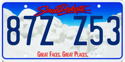 SD license plate 87ZZ53