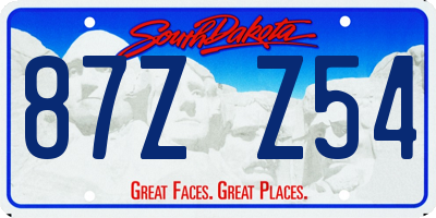 SD license plate 87ZZ54
