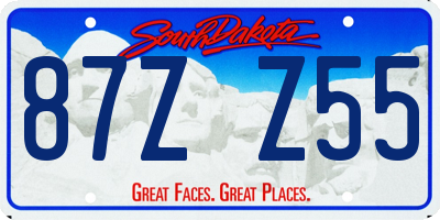 SD license plate 87ZZ55