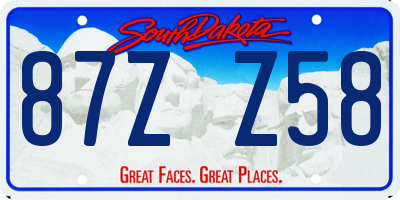 SD license plate 87ZZ58