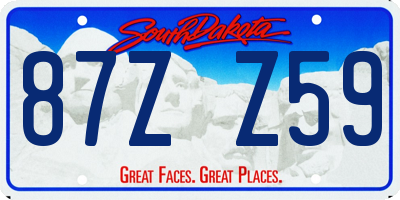 SD license plate 87ZZ59