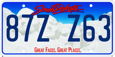 SD license plate 87ZZ63
