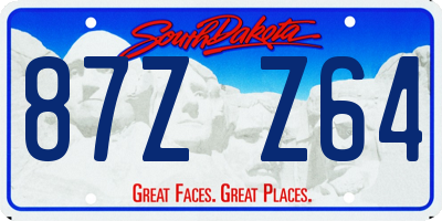 SD license plate 87ZZ64