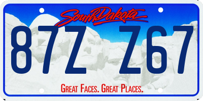 SD license plate 87ZZ67