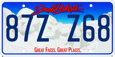 SD license plate 87ZZ68