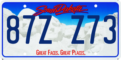 SD license plate 87ZZ73