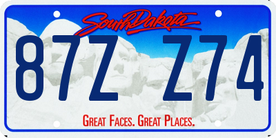 SD license plate 87ZZ74