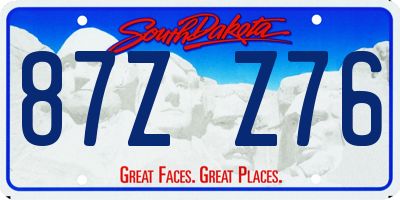 SD license plate 87ZZ76