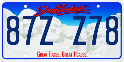 SD license plate 87ZZ78