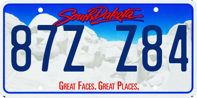 SD license plate 87ZZ84