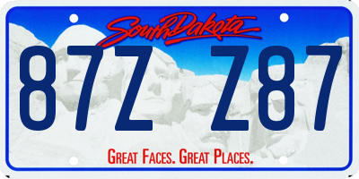 SD license plate 87ZZ87
