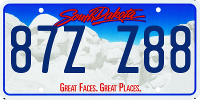 SD license plate 87ZZ88