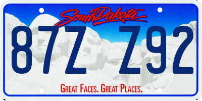 SD license plate 87ZZ92