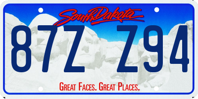 SD license plate 87ZZ94