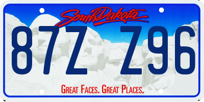 SD license plate 87ZZ96