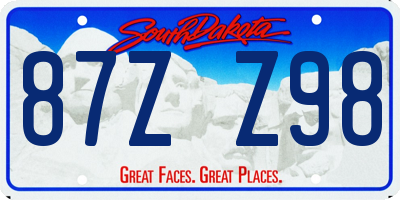 SD license plate 87ZZ98