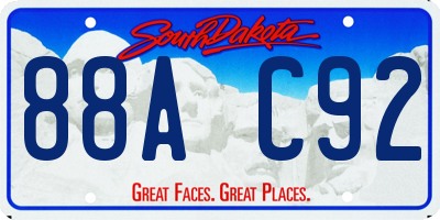 SD license plate 88AC92