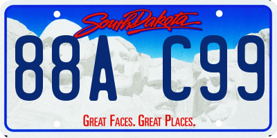 SD license plate 88AC99