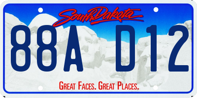 SD license plate 88AD12