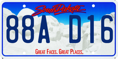 SD license plate 88AD16